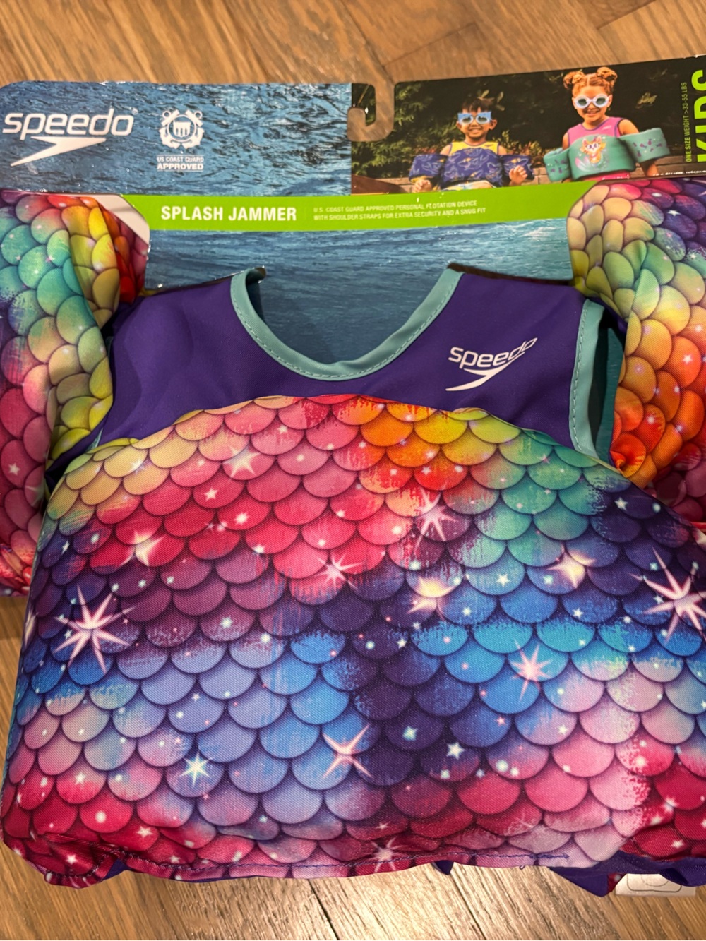Speedo Kids Rainbow Mermaid Scale Swim Vest with Purple Trim